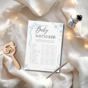 Schnee grün Bogen Baby Wortverdrehspiel Einladung