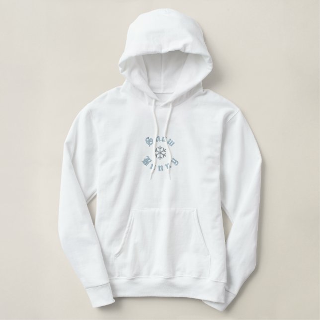 Schnee-Häschen Bestickter Hoodie (Design vorne)