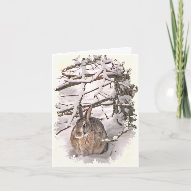 Schnee-Häschen danken Ihnen Dankeskarte (Vorderseite)
