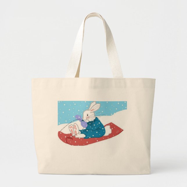 Schnee-Häschen-Tasche Jumbo Stoffbeutel (Vorne)