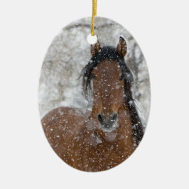 Schnee-Hengst-Pferd-Holiday-Ornament Keramik Ornament