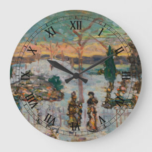 Schnee im April von Maurice Prendergast, Vintage A Große Wanduhr