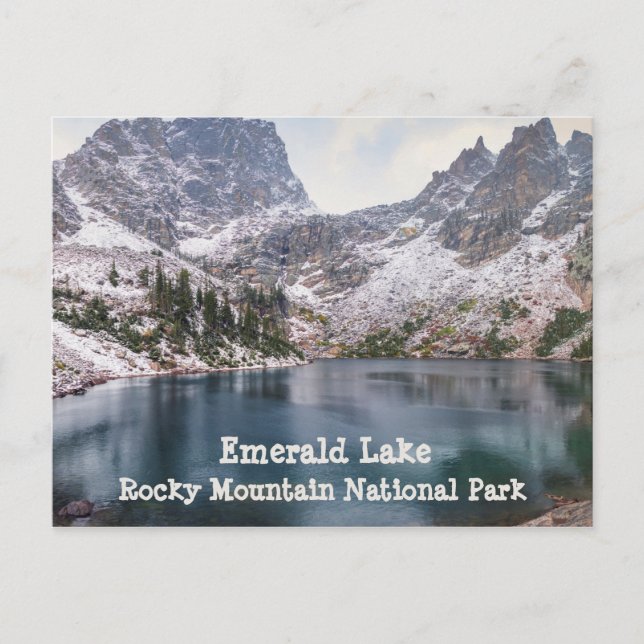 Schnee im Emerald Lake Rocky Mountain Nationalpark Postkarte (Vorderseite)