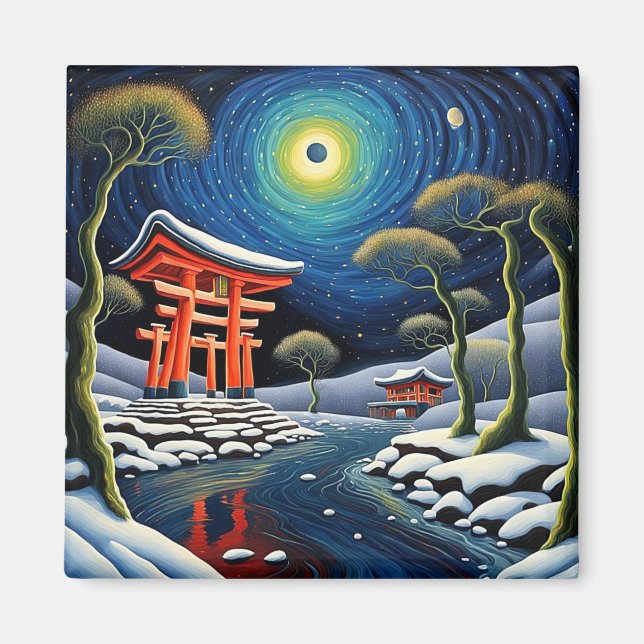 Schnee im Winter 2 Magnet (Vorne)