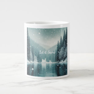 Schnee im Winter, Bergsee Jumbo-Tasse