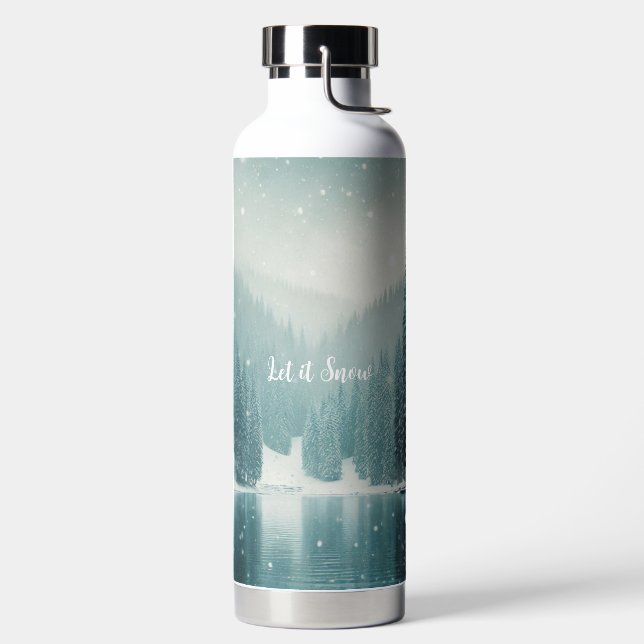 Schnee im Winter, Bergsee Trinkflasche (links)