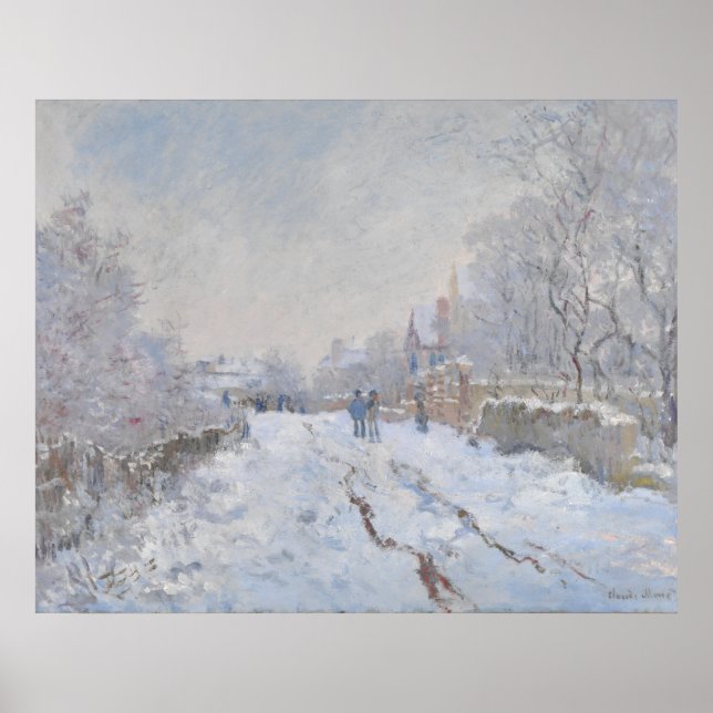 Schnee in Argenteuil (von Claude Monet) Poster (Vorne)