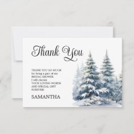 Schnee in der Liebe Kiefernwald Brautparty Dankeskarte