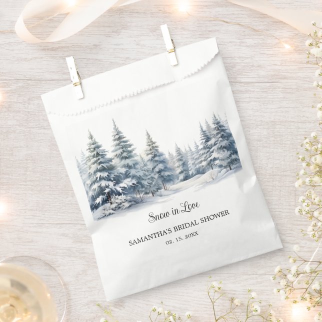 Schnee in der Liebe Kiefernwald Brautparty Geschenktütchen (Ausgeschnitten)