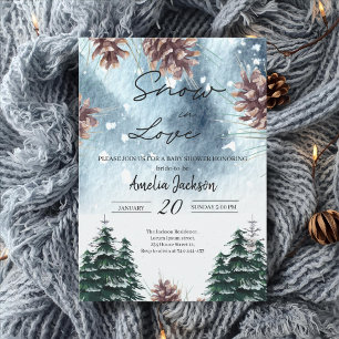 Schnee in der Liebe Schneekiefern Winter Brautpart Einladung
