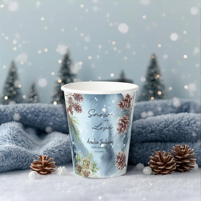 Schnee in der Liebe Schneekiefern Winter Brautpart Pappbecher (Von Creator hochgeladen)