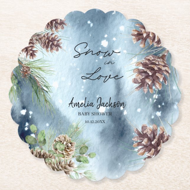 Schnee in der Liebe Schneekiefern Winter Brautpart Untersetzer (Vorderseite)