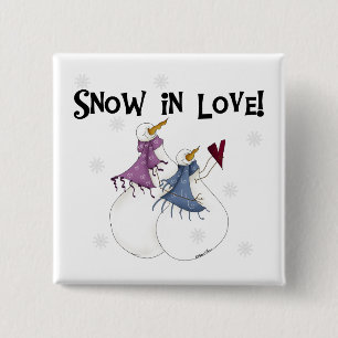 Schnee in der Liebe Snowman T - Shirt und Geschenk Button