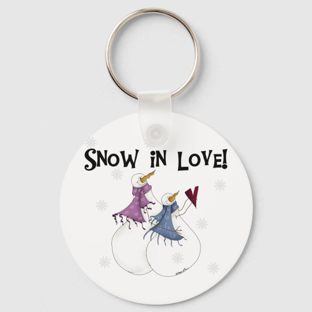 Schnee in der Liebe Snowman T - Shirt und Geschenk Schlüsselanhänger (Vorderseite)
