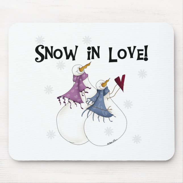 Schnee in der Liebe Snowman Weihnachtsfeiertage Mousepad (Vorne)