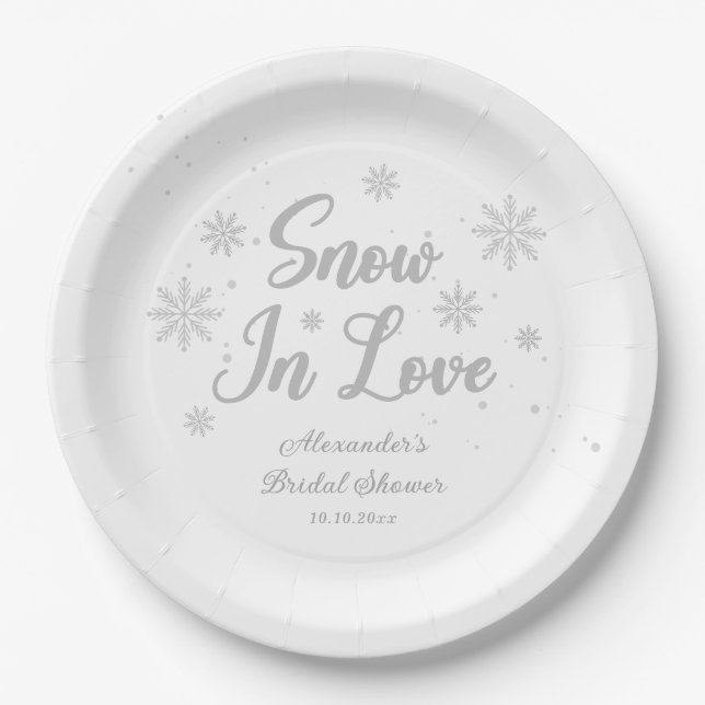 Schnee in der Liebe Winter Brautparty Pappteller (Vorderseite)