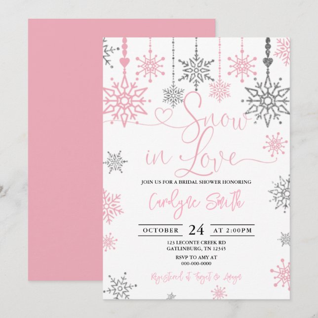 Schnee in der Liebe Winter Bridal Dusche Einladung (Vorne/Hinten)