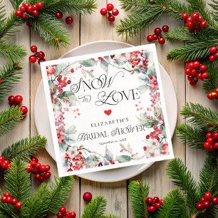 Schnee in der Liebe Winter florales botanisches Br Serviette