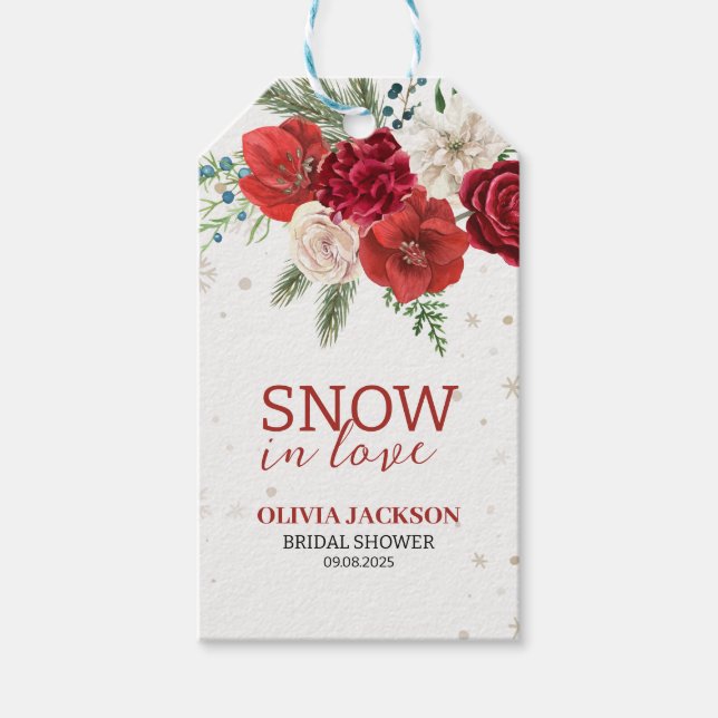 Schnee in der Liebe Winter Rustikales Schneeflocke Geschenkanhänger (Vorderseite)