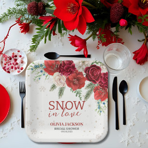 Schnee in der Liebe Winter Rustikales Schneeflocke Pappteller