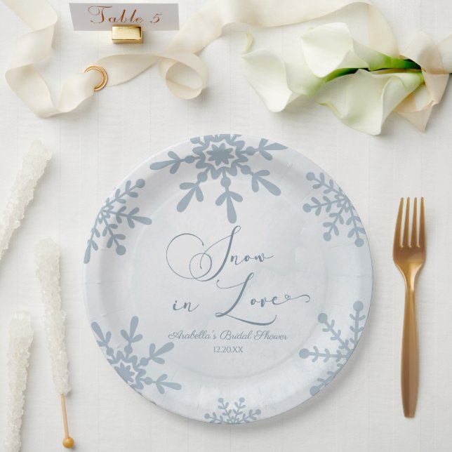 Schnee in der Liebe Winter Wunderland Brautparty Pappteller (Hochzeit)