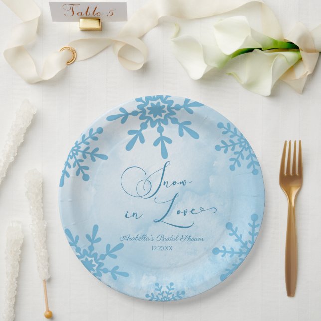 Schnee in der Liebe Winter Wunderland Brautparty Pappteller (Hochzeit)