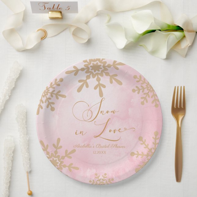 Schnee in der Liebe Winter Wunderland Brautparty Pappteller (Hochzeit)