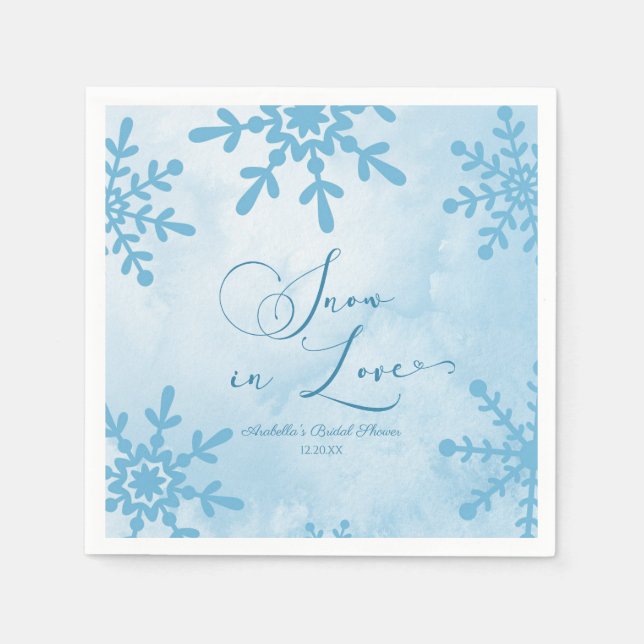 Schnee in der Liebe Winter Wunderland Brautparty Serviette (Vorderseite)