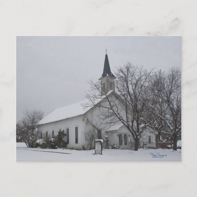 Schnee in der Texas-Kirche Postkarte (Vorderseite)