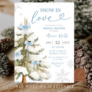 Schnee in Liebe Blaue Winter Brautparty Einladung