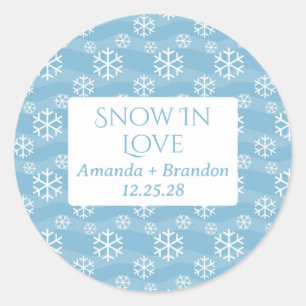 Schnee in Liebe blaue Winterhochzeit Runder Aufkleber