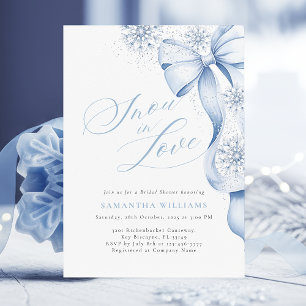 Schnee in Liebe Blue Bow Brautparty Einladung
