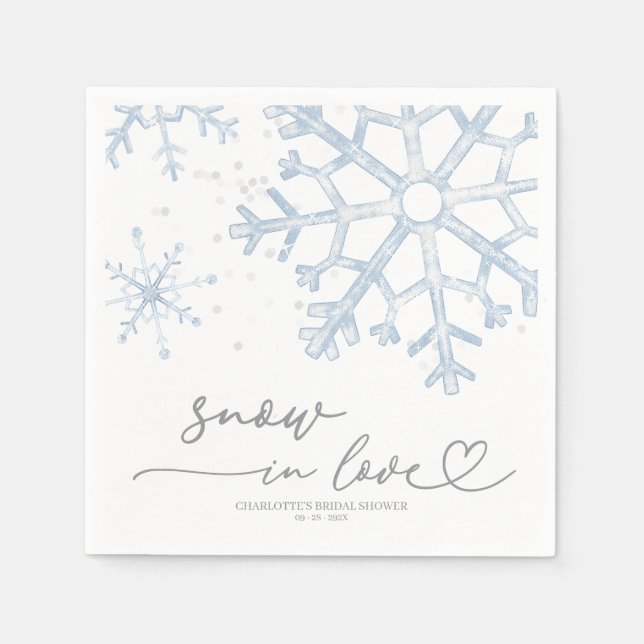 Schnee in Liebe Brautparty Serviette (Vorderseite)