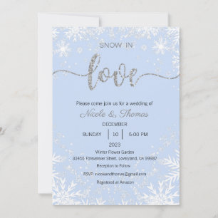 Schnee in Liebe Einladung Hochzeit, Winterhochzeit