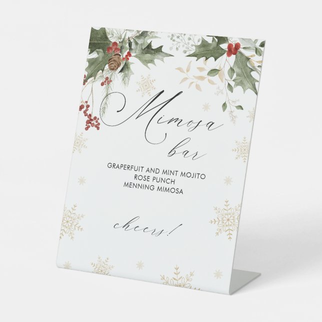 Schnee in Liebe Mimosa Bar Brautparty Sockelschild (Vorderseite)