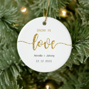 Schnee in Liebe Ornament, Weihnachten Hochzeit, Ve Keramik Ornament