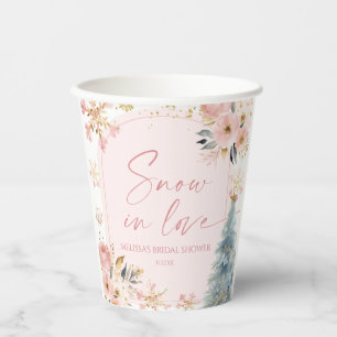 Schnee in Liebe Rosa Schneeflocke Winter Brautpart Pappbecher
