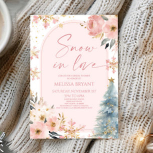 Schnee in Liebe Schneeflocke Rosa Winter Brautpart Einladung