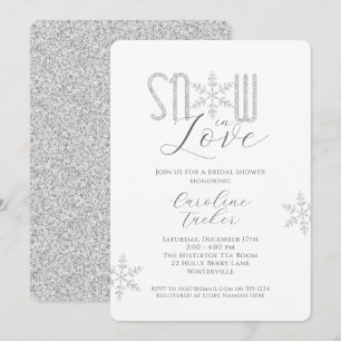Schnee in Liebe Silver Snowflakes Brautparty Einladung