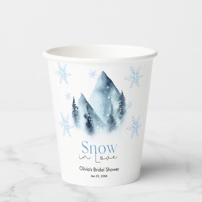 Schnee in Liebe Winter Schneeflocken Brausebad Pappbecher (Vorderseite)