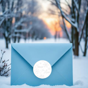 Schnee in Liebe Winterhochzeit Runder Aufkleber