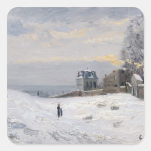 Schnee in Montmartre, 1869 Quadratischer Aufkleber