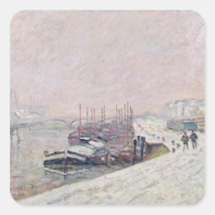Schnee in Rouen Quadratischer Aufkleber