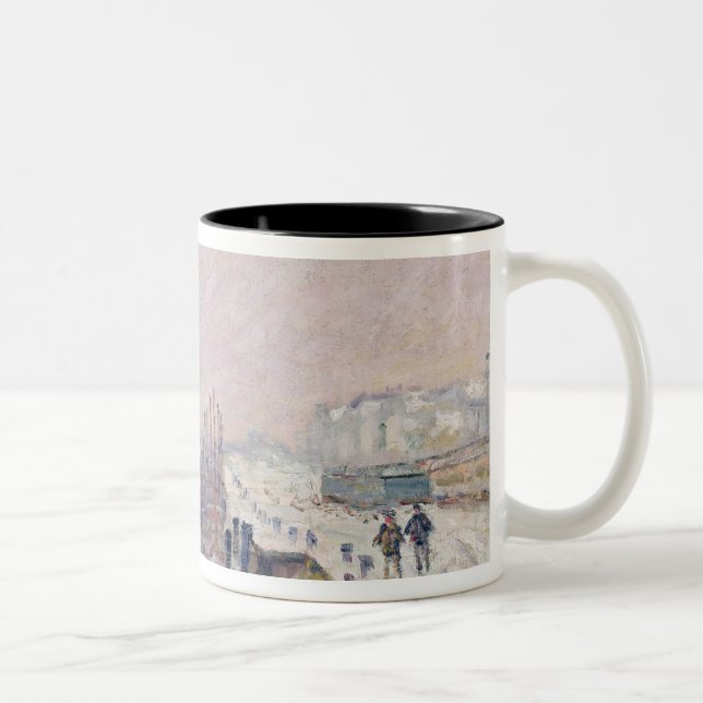 Schnee in Rouen Zweifarbige Tasse (Rechts)