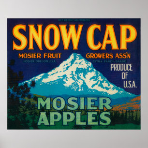 Schnee-Kappen-Apple-Kiste LabelMosier ODER Poster