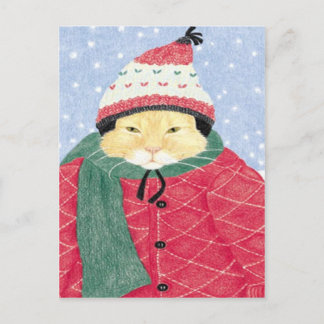 SCHNEE KATZE POSTKARTE