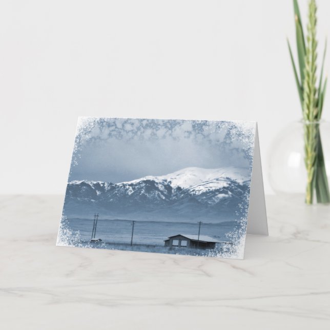 Schnee kommt herein (Weihnachten) Feiertagskarte (Vorderseite)