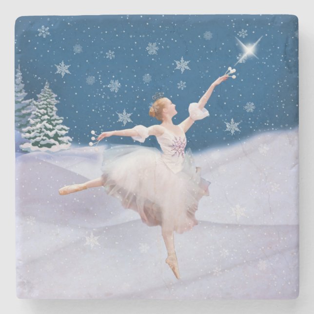 Schnee-Königin-Ballerina kundengerecht Steinuntersetzer (Vorderseite)