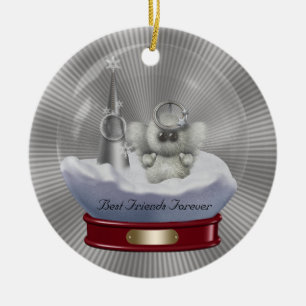 Schnee-Kugel-Freund-für immer Weihnachtsverzierun Keramik Ornament