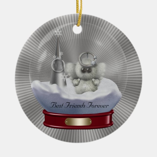 Schnee-Kugel-Freund-für immer Weihnachtsverzierung Keramik Ornament (Vorne)